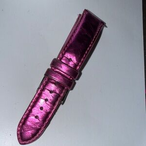 Michele Shiny Metallic Pink Leather Watch Strap